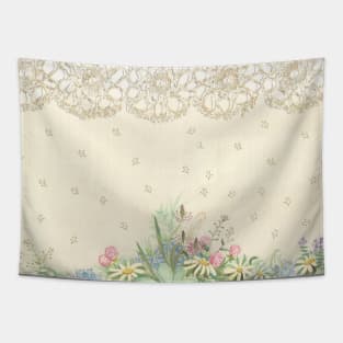 vintage forest flowers and lace Tapestry