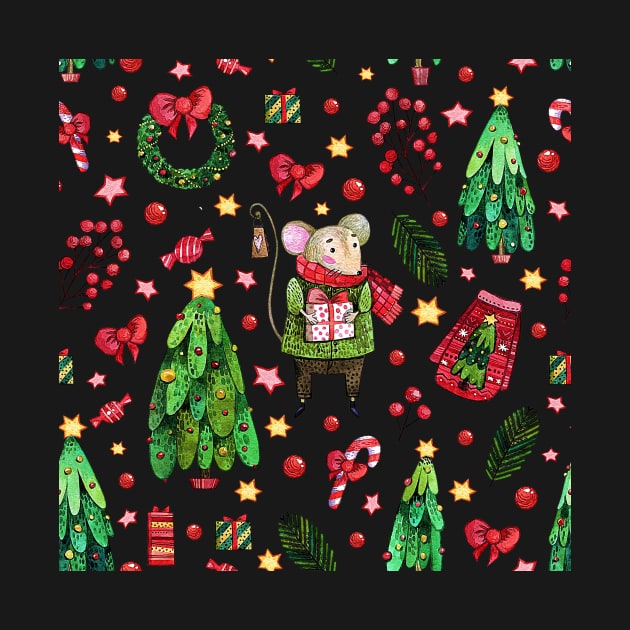 Christmas pattern Mouse, presents, trees, sweaters by PersianFMts