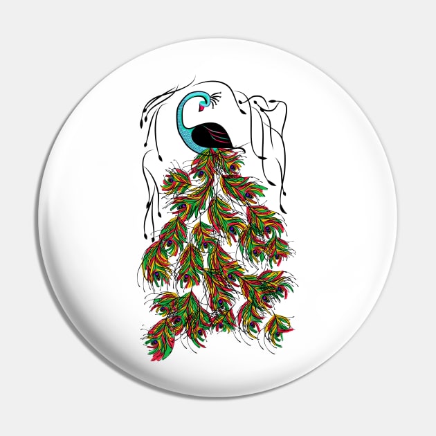 Vibrant Jungle Peacock Pin by famenxt