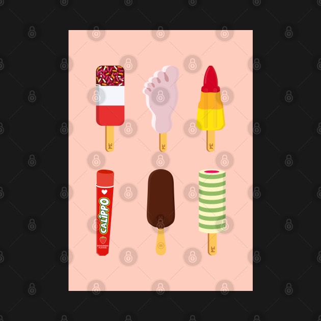 Mix of Ice lollies pastel salmon background by MickeyEdwards