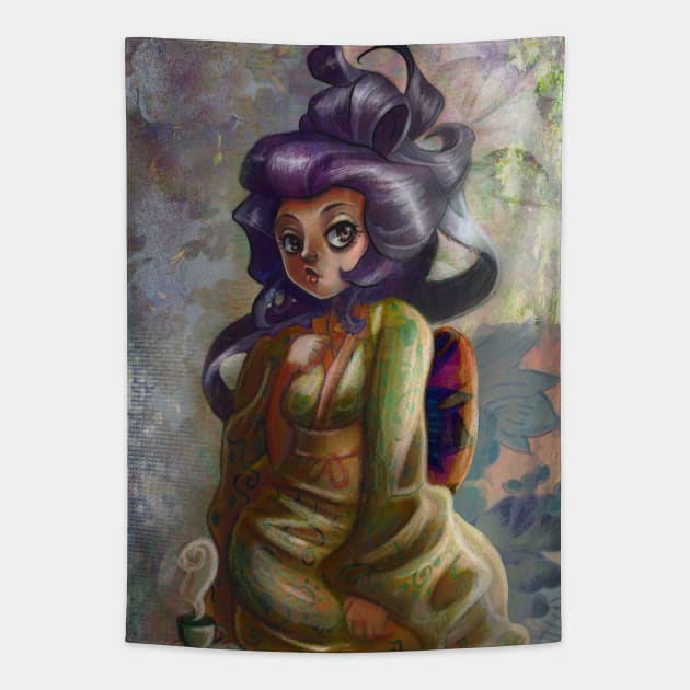 Green Tea Geisha Tapestry by saradaboru