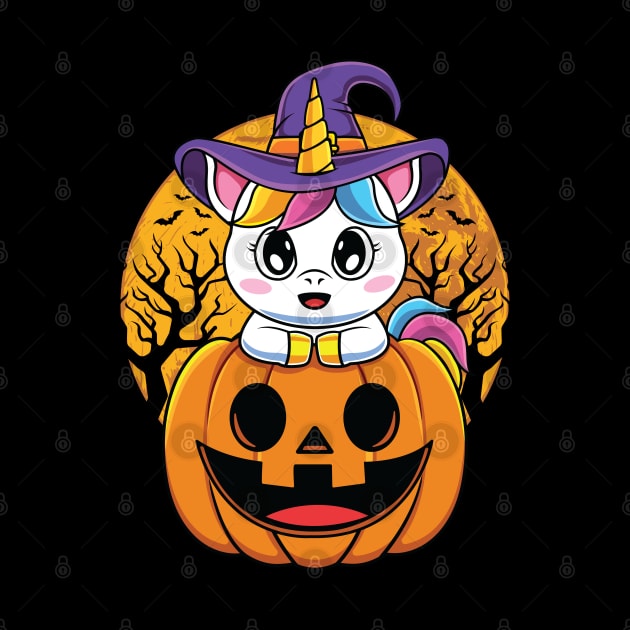 Cute Unicorn WItchy Jack O Lantern Pumpkin Halloween by HCMGift