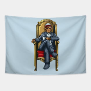 Monkey sitting throne Tapestry