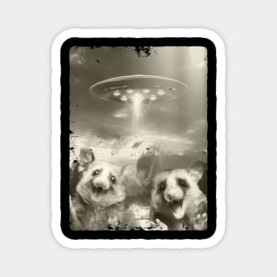 Alien UFO Invasion Funny Possums Magnet