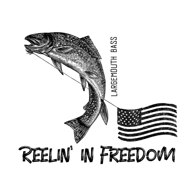 Reelin' in Freedom: Largemouth Bass and the American Flag by lildoodleTees