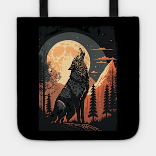 Werewolf howling in front of the moon Tote