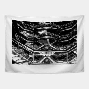 Inside The Vessel NYC BnW Tapestry