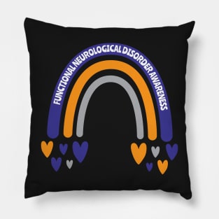 Functional Neurological Disorder Awareness Rainbow with hearts Pillow