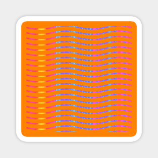 Wavy Lines Rainbow on Orange Magnet