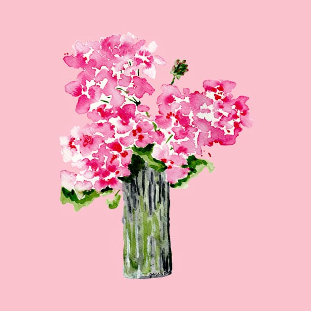 Pink Flowers Vase by Jaana Day