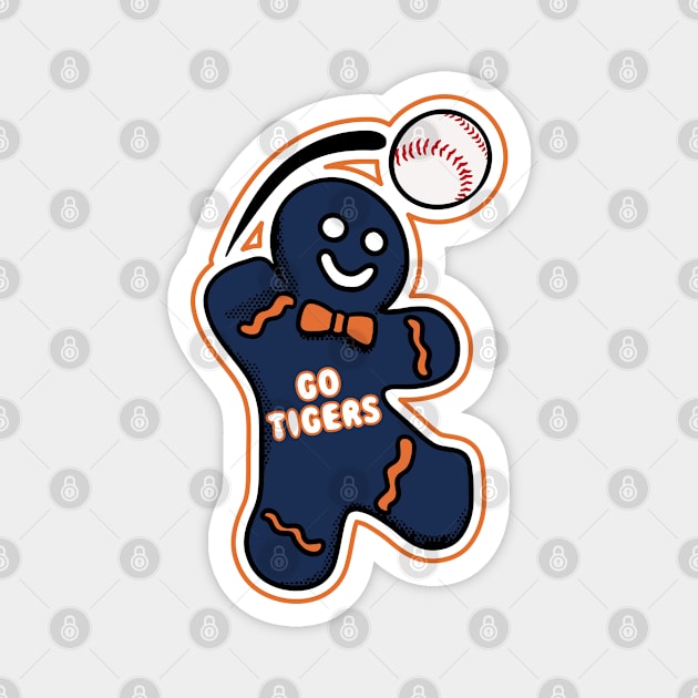 Detroit Tigers Gingerbread Man Magnet by Rad Love