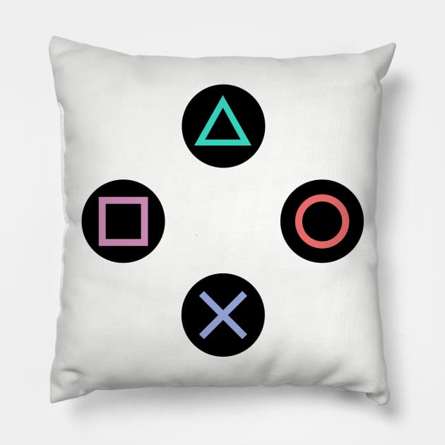 Play with Playstation Controller Buttons Pillow by XOOXOO