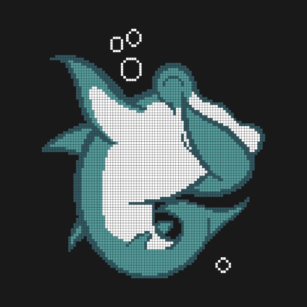 Pixel Hammer Shark - low-bit graphics - gift idea by sweetczak