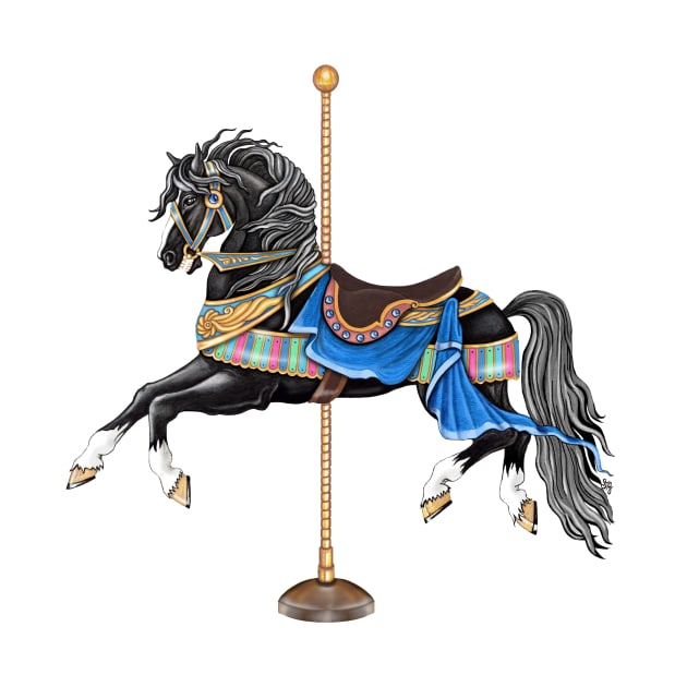 Black Stallion Carousel Horse by SandraGale Art