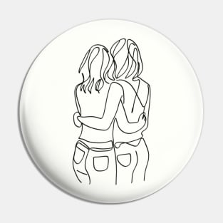 LGBT One Line Art Lesbian Couple Pin