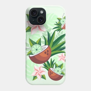 Lime in Coconut with Pink Plumeria Flowers Tropical Summer Pattern Phone Case