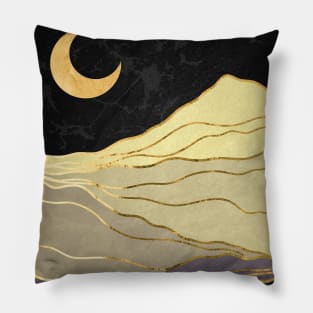 Gold landscape with moon #5 Pillow