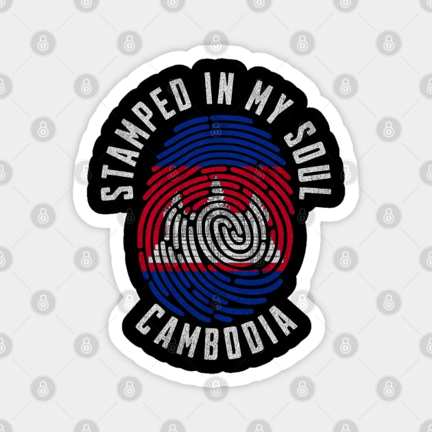 Stamped In My Soul Cambodia Flag Fingerprint Travel Roots Magnet by Yesteeyear