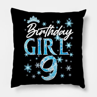 Winter Onederland 9th Birthday Girl Snowflake B-day Gift For Girls Kids Toddlers Pillow