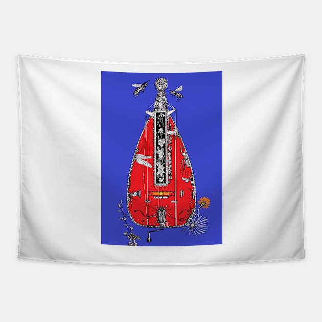 Red Hurdy-gurdy with insects Tapestry by inkle