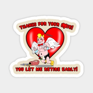 Cool Cupid Retires Love Valentines Cartoon Magnet