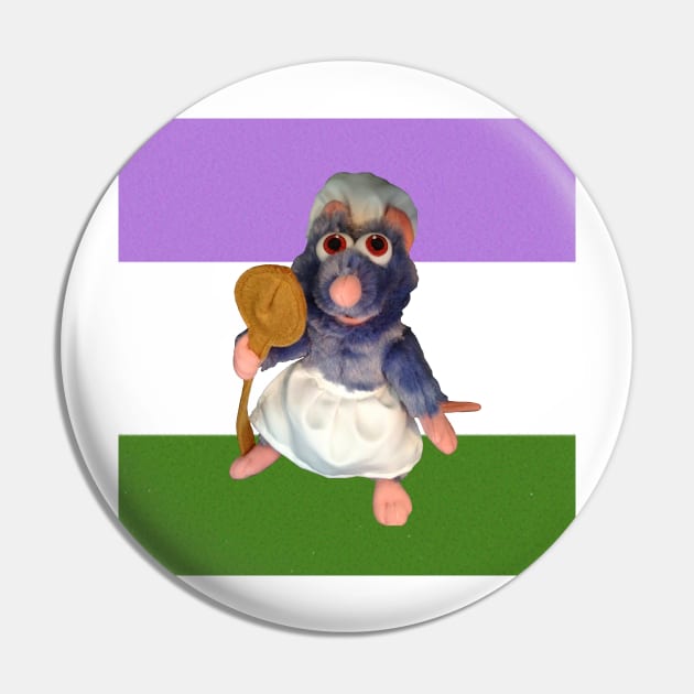 Ratatouille Genderqueer Rights Pin by casserolestan