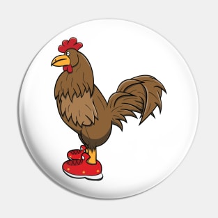 Brown Chicken With Shoes Pin