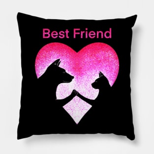 Dog and cat best friend love Pillow