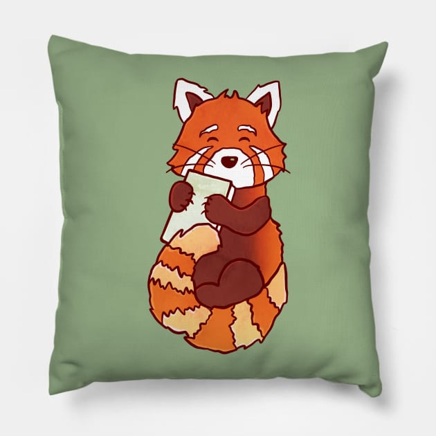 RED PANDA READS Pillow by Catarinabookdesigns