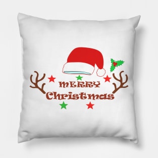 Merry Christmas Santa Hat Reindeer berry Pillow