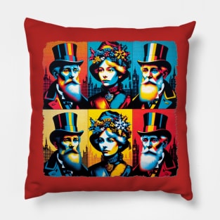 Spectral Spectrum: Pop Art's Christmas Chronicles - The Ghosts of Christmas Past, Present, and Yet to Come Pillow