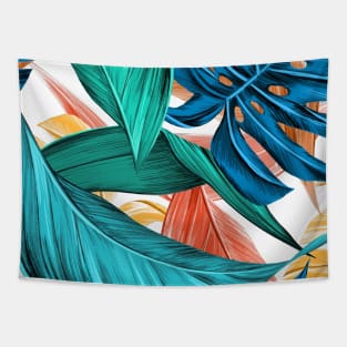 Colorful tropical leaves Tapestry