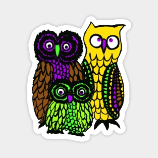 Psychedelic Hippie Owls Magnet