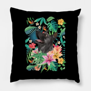 Tropical Black German Shepherd Dog Pillow