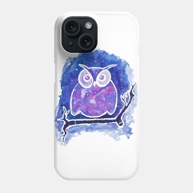 Watercolor Galaxy Owl Phone Case by Wingedwarrior