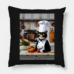 Chef Cat - Modern Digital Art Pillow