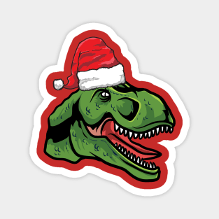 Santa Hat-Wearing T-Rex Funny Christmas Holiday Magnet