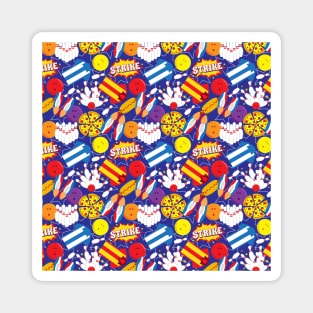 Strike Bowling Pins Pattern Magnet