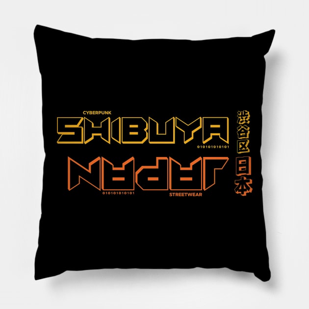 Doc Labs - Shibuya(渋谷区), Japan(日本) / Cyberpunk - 2 - (Yellow/Orange) Pillow by Doc Labs