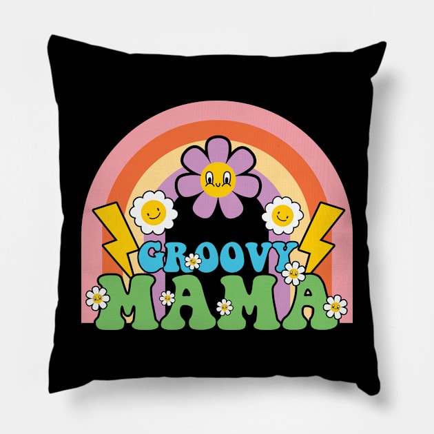 Groovy Mama Rainbow Retro Mama Pillow by Crafty Pirate 