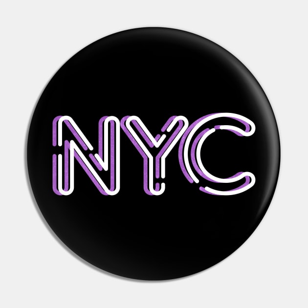 New York City Typography NYC Neon Design Pin by tonylonder