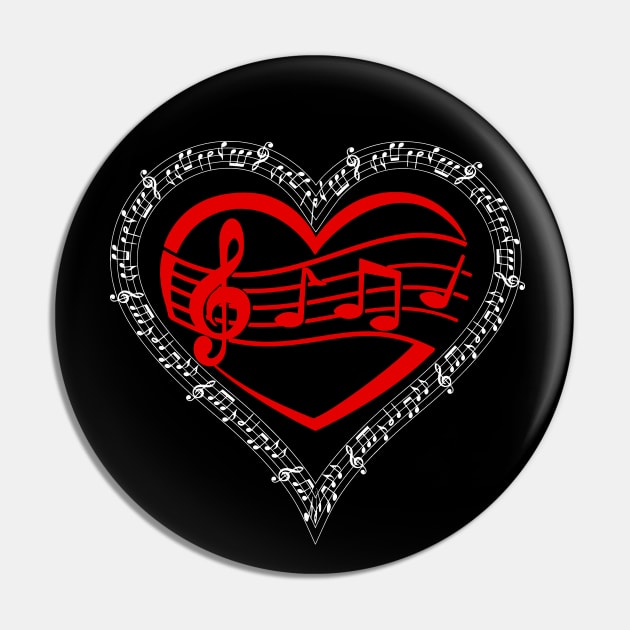Music Notes Heart Pin by Mindseye222