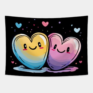 Two Hearts - Love Valentine's Day Lover Couple Cute Funny Tapestry