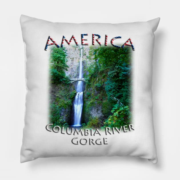 America - Oregon - Columbia River Gorge Pillow by TouristMerch