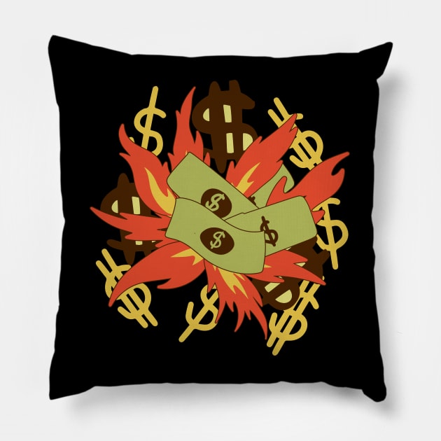 Money Burn Pillow by Liesl Weppen