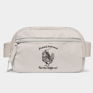 Forward, Fowl Steed! Get Thy Wiggle On! Knight Raccoon astride Giant Chicken. Bag