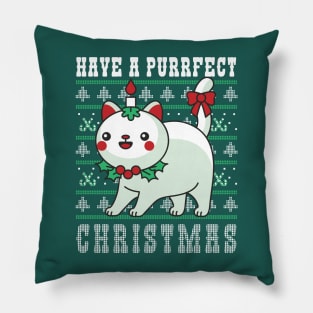 Have a Purrfect Christmas // Funny Ugly Christmas Sweater with Cat Pillow