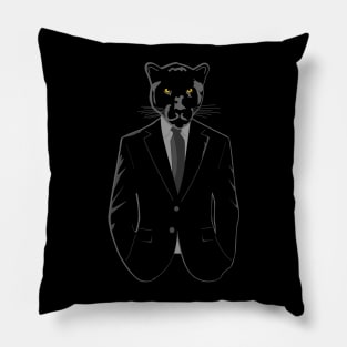 Panther in Black Suit Pillow