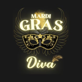 Mardi Gras Diva Masquerade Bead Parade Women Men Kids T-Shirt