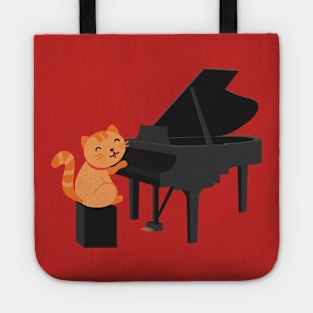 Cute Cat Playing Piano Tote